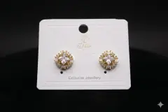 Elegant Star-Cut Cubic Zirconia Halo Stud Earrings, image 1