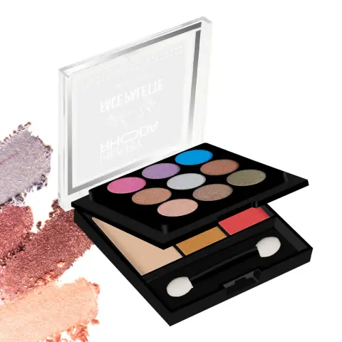 Hilary Rhoda Makeup Kit – 02 | Shimmer Eyeshadow | Face Highlighter | Makeup Blusher | Compact | 9 Shade
