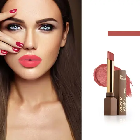 Blue Heaven Hyperstay Super Matte Lipstick Muted Rose - 720 | Transfer Proof | Long Lasting Formula | 2.2gm