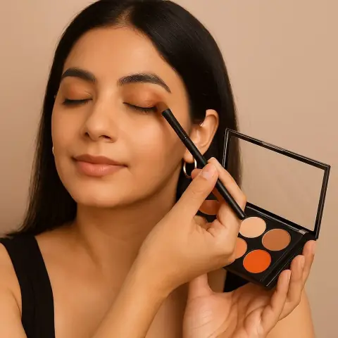 Hilary Rhoda 8-Shade Highlighter & Contour Palette application