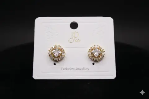 Elegant Star-Cut Cubic Zirconia Halo Stud Earrings