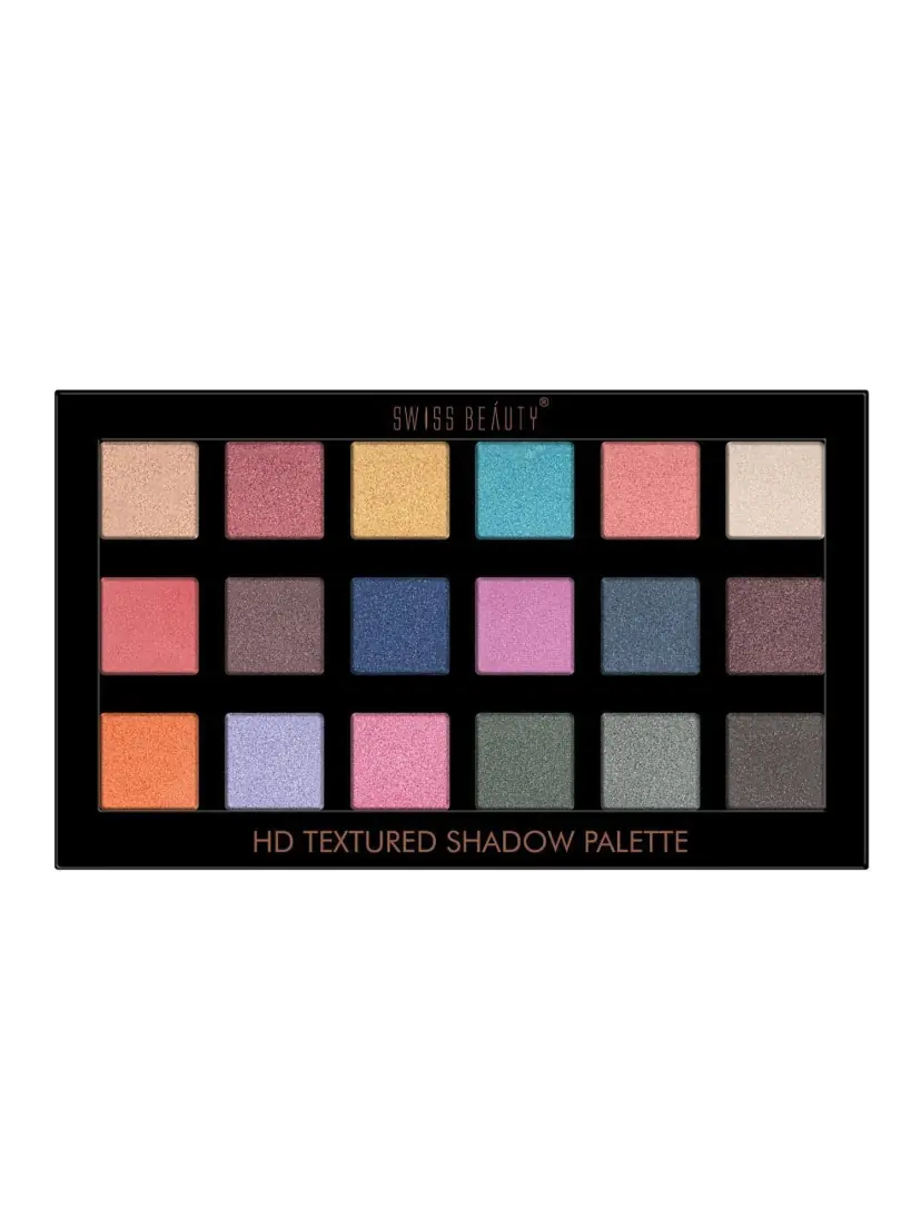 Swiss Beauty 18 Shades Eyeshadow HD Textured | Super Pigmented | Matte & Shimmer | Metallic Finish