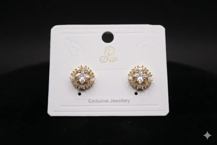 Elegant Star-Cut Cubic Zirconia Halo Stud Earrings