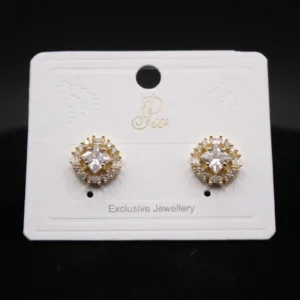 Elegant Star-Cut Cubic Zirconia Halo Stud Earrings